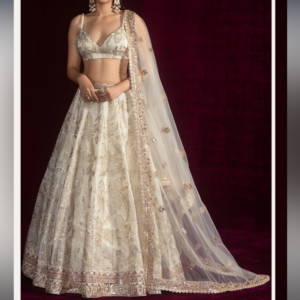 Elegant Cream and Gold Lehenga